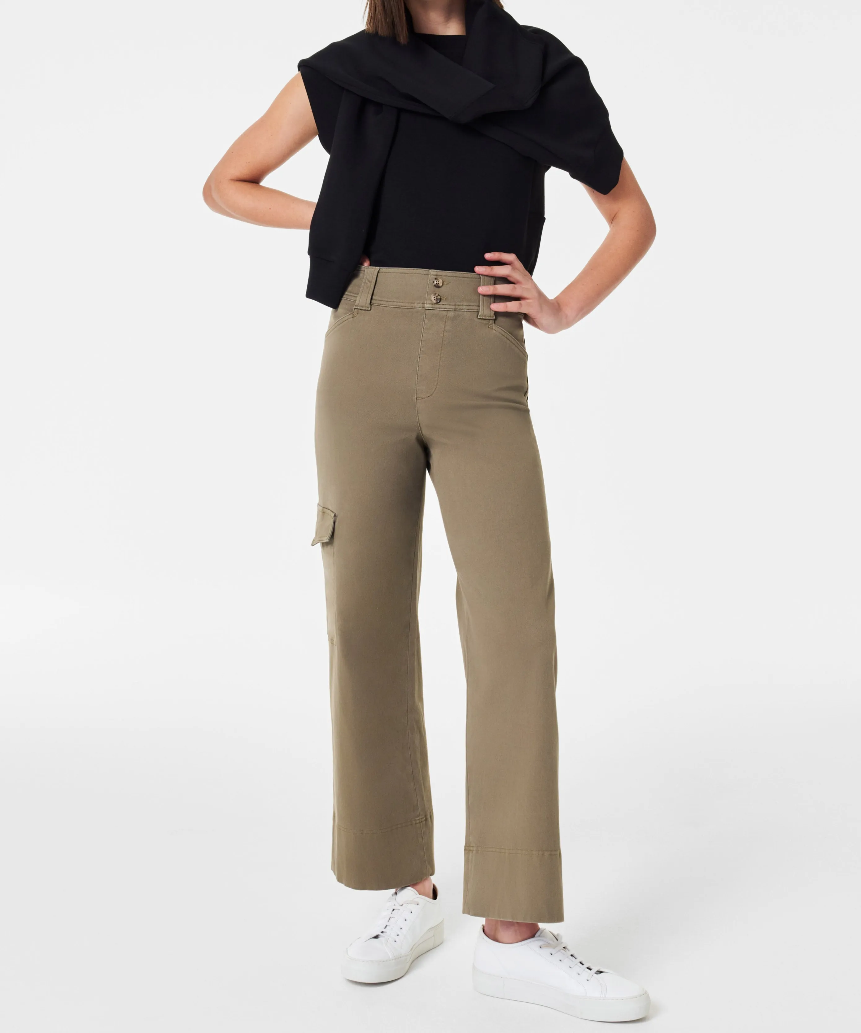 Spanx Stretch Twill Cropped Trouser - Tuscan Olive