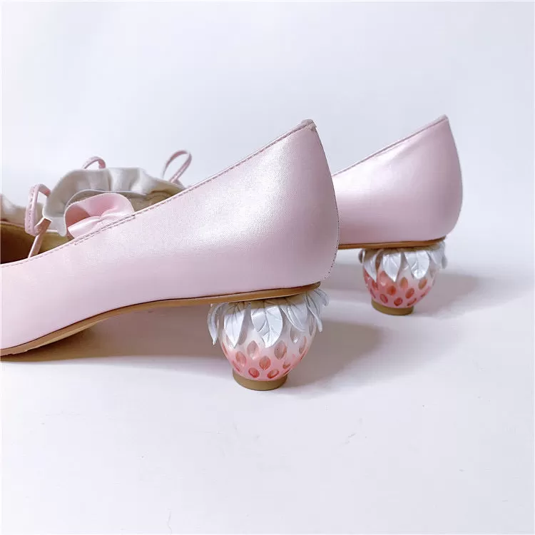 Strawberry low heel pump shoes