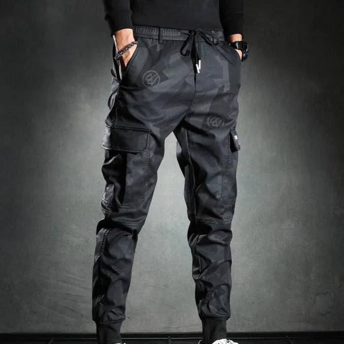 Sweatpants Men Camouflage Elasticity Military Cargo Pants With Drawstring