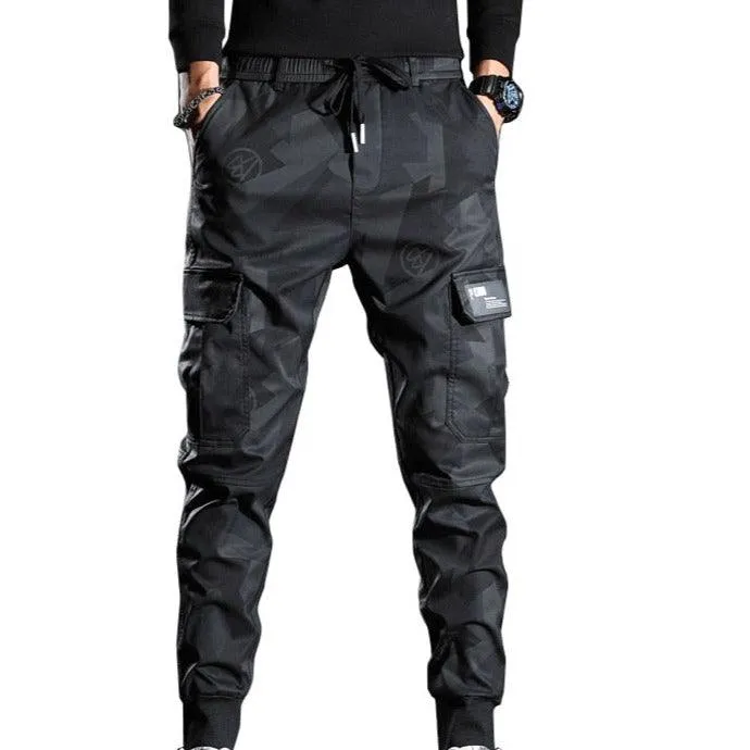 Sweatpants Men Camouflage Elasticity Military Cargo Pants With Drawstring