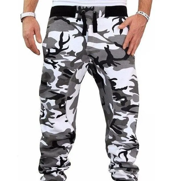 Sweatpants Men Camouflage Elasticity Military Cargo Pants With Drawstring