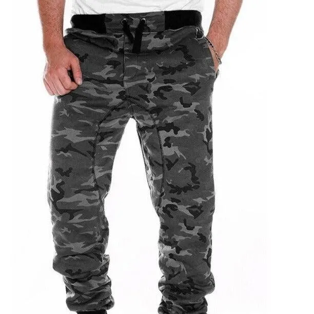 Sweatpants Men Camouflage Elasticity Military Cargo Pants With Drawstring