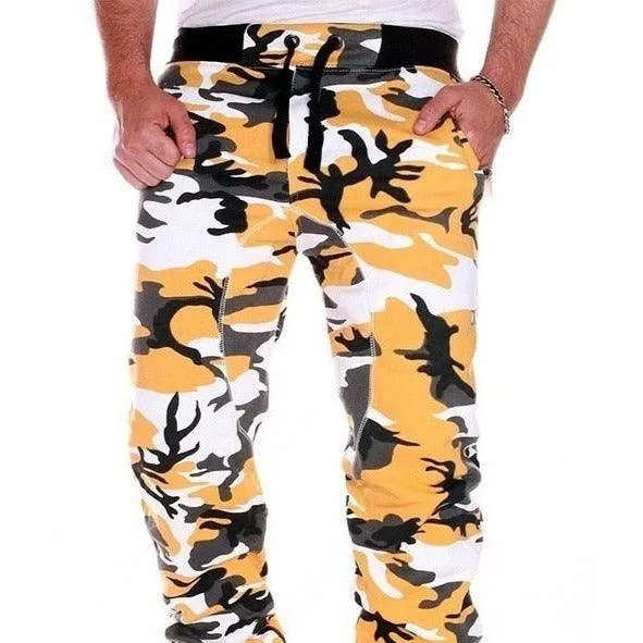 Sweatpants Men Camouflage Elasticity Military Cargo Pants With Drawstring