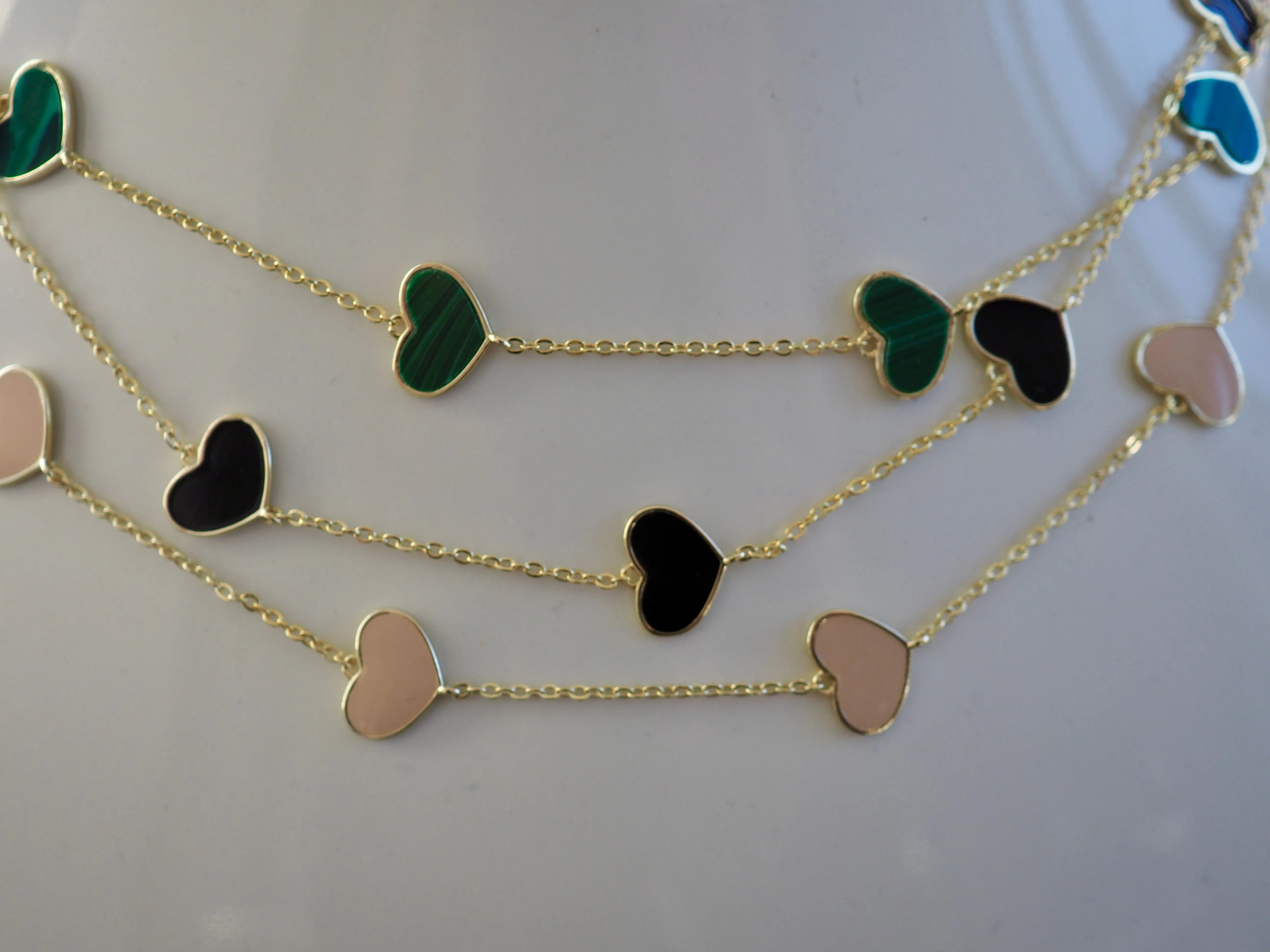 TALLY ENAMEL STATIONED HEART NECKLACE