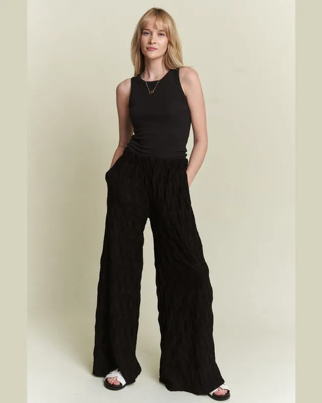 Textured Wide Leg Pants