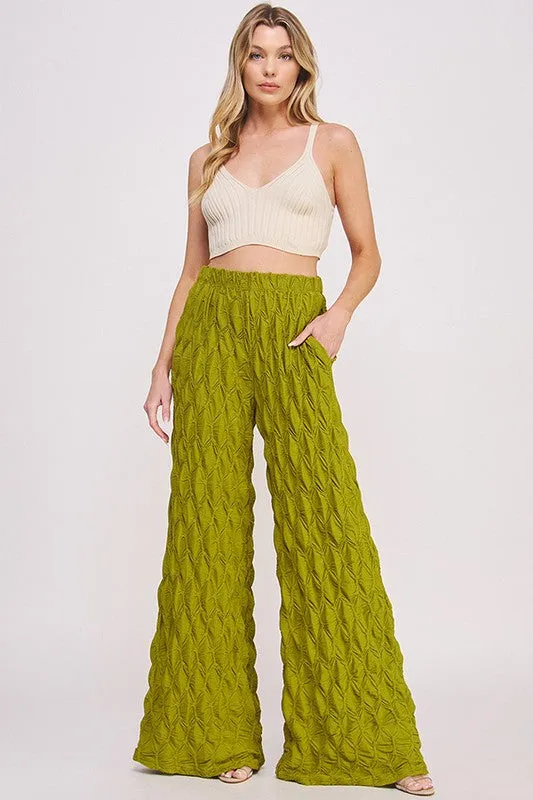 Textured Wide Leg Pants