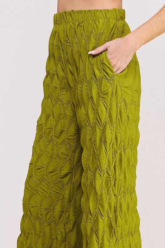 Textured Wide Leg Pants