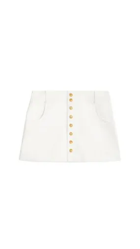 Trapeze Mini Skirt In Cotton Twill - Off White