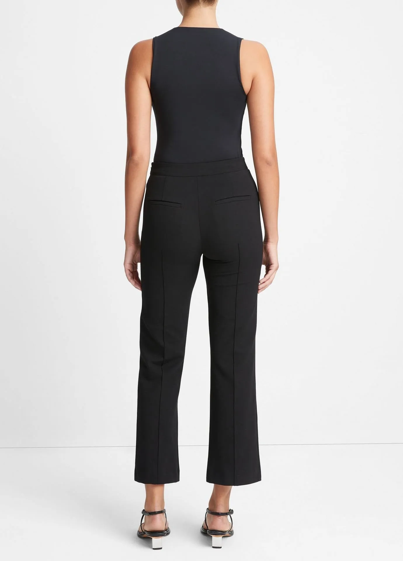 Vince Mid-Rise Pintuck Crop Flare Pant in Black