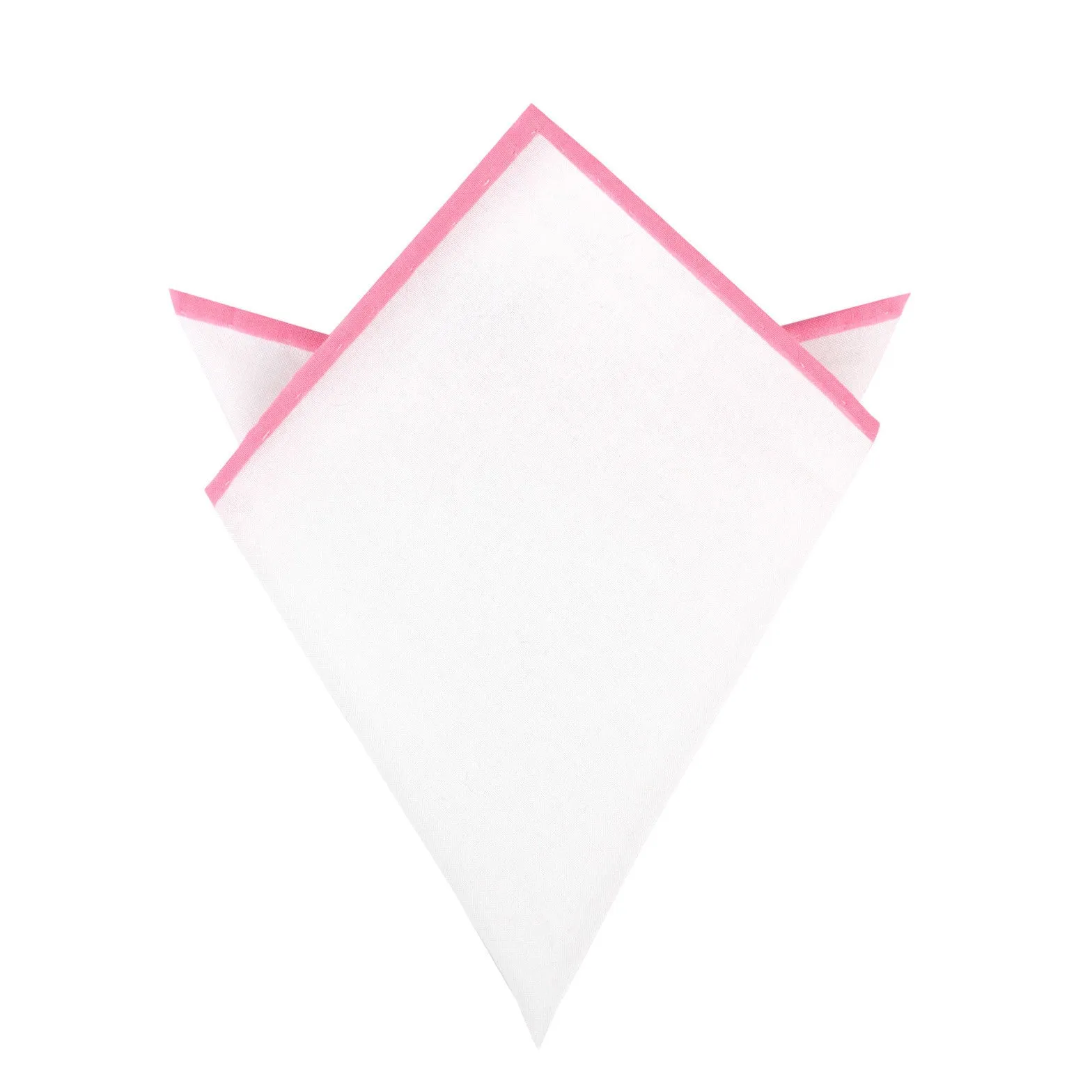 White Cotton Pocket Square with Pink Border