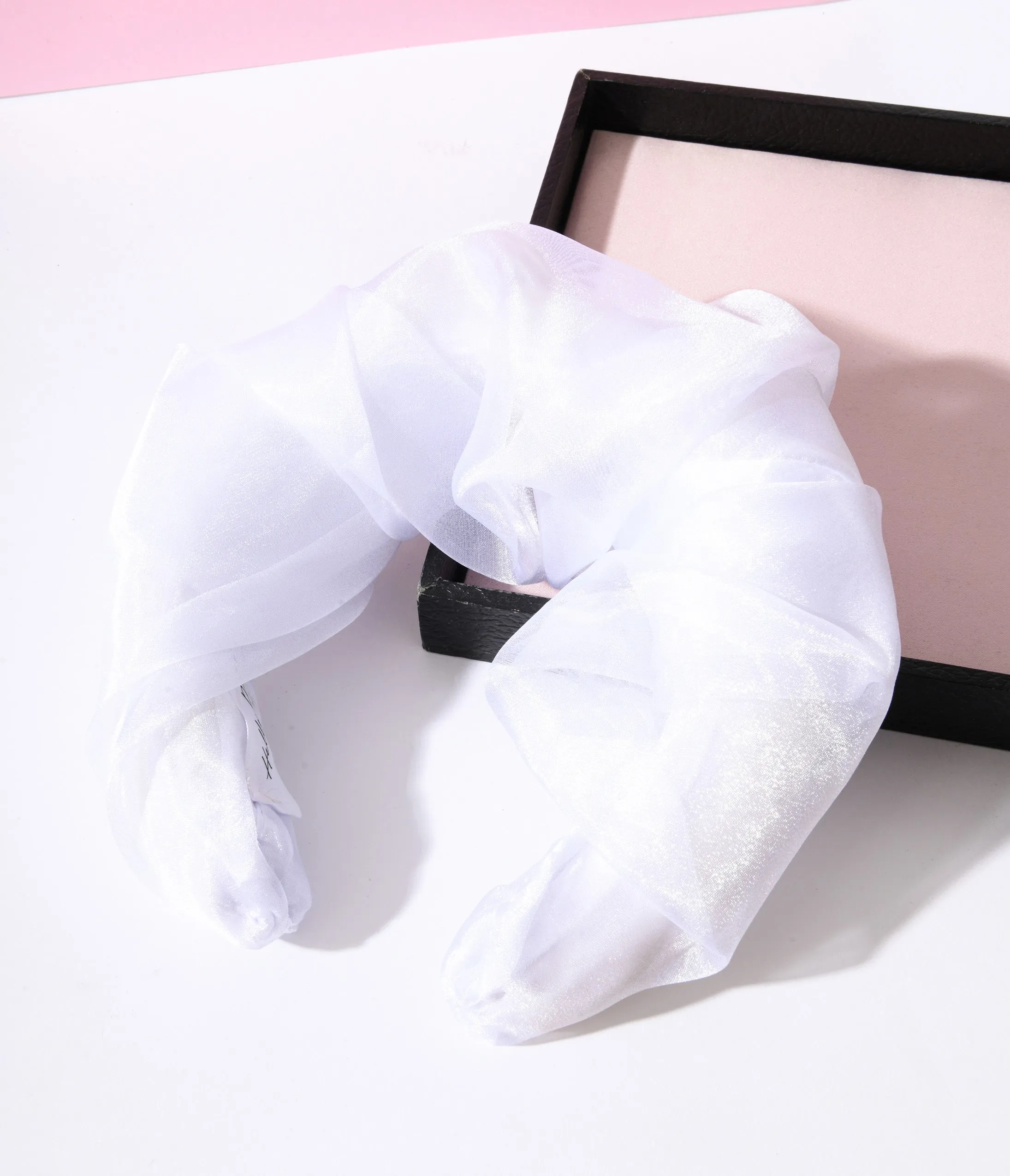 White Organza Wave Padded Headband