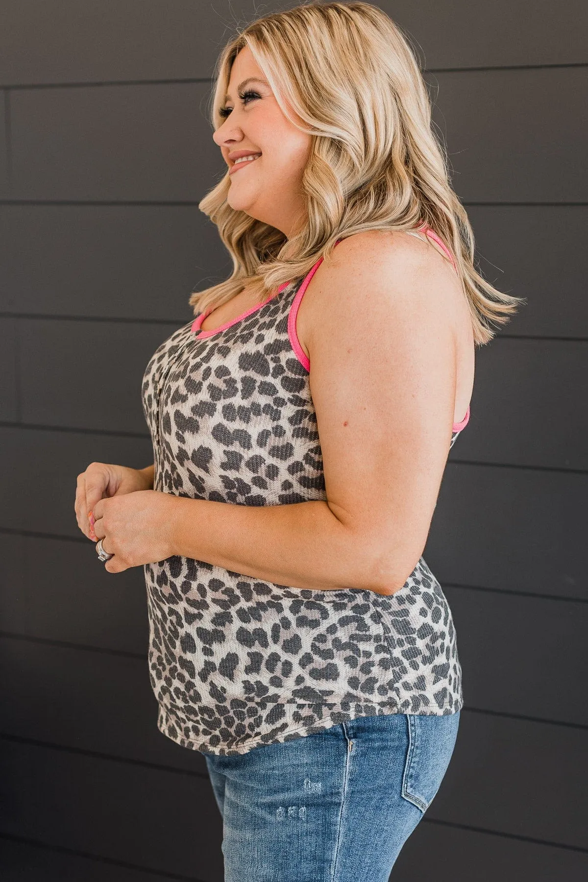 Wild Hearted Knit Tank Top- Leopard & Neon Pink