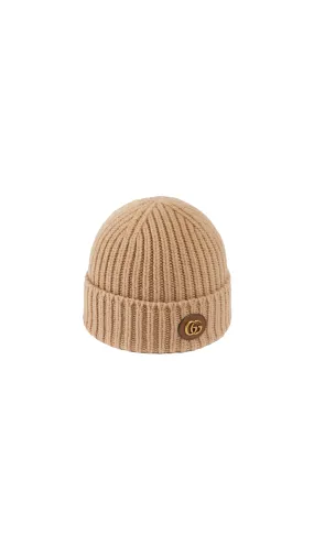 Wool Cashmere Hat With Double G - Beige