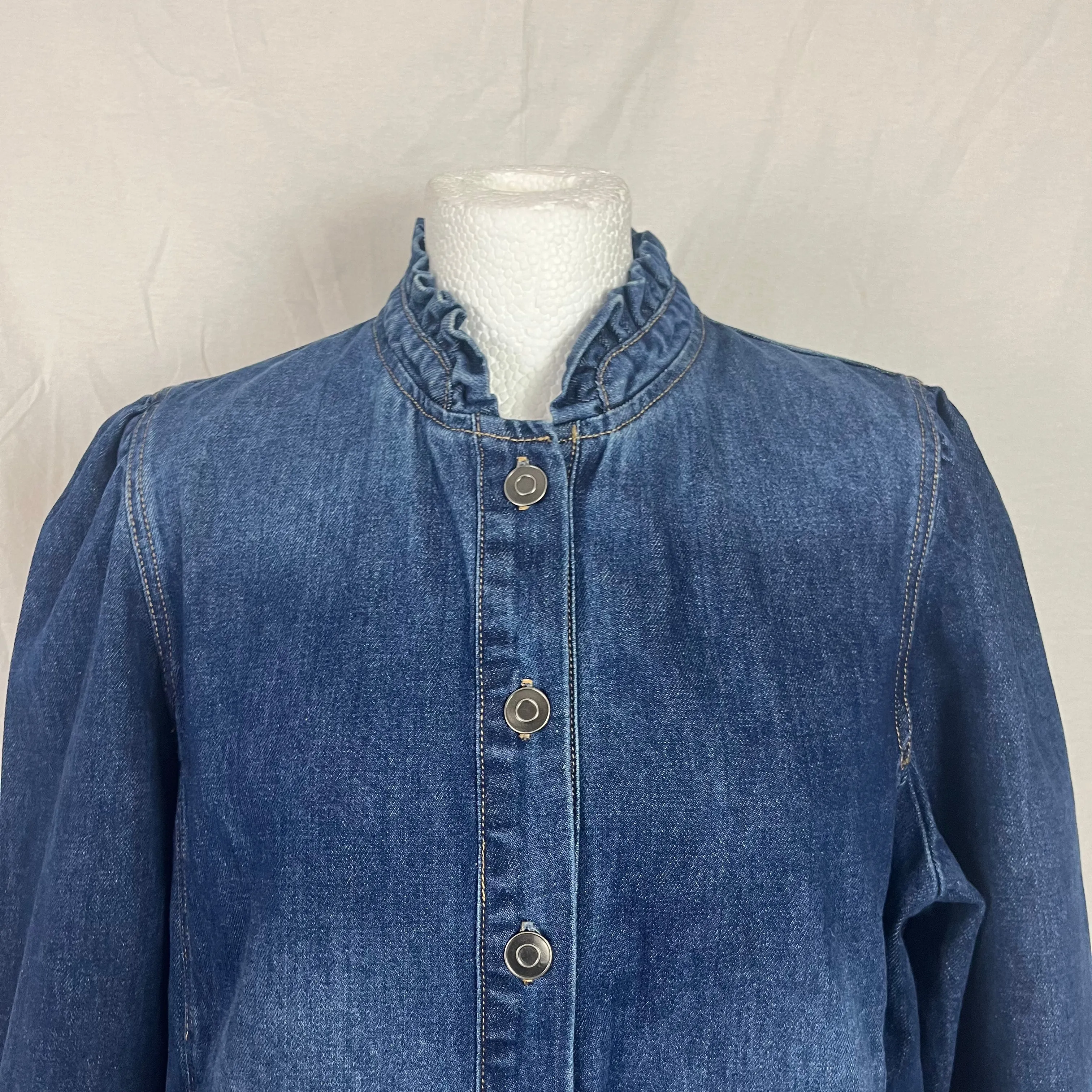 Wyse Frill Edge Blue Denim Jacket L